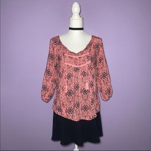 Mossimo Pink Aztec Print Boho Top